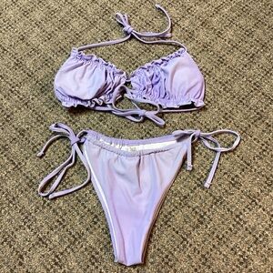 SHEIN Lavender Purple String Ruffle Bikini Set * Size Small